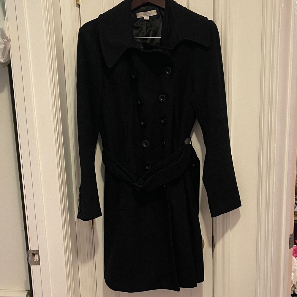 Black wool double breasted Coat